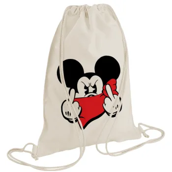 Mickey fuck off, Τσάντα πλάτης πουγκί GYMBAG natural (28x40cm)