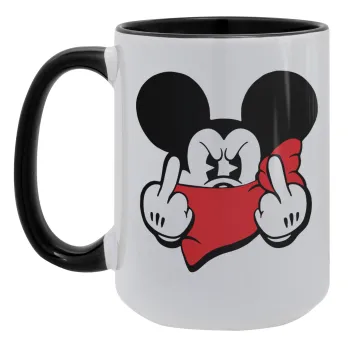 Mickey fuck off, Κούπα Mega 15oz, κεραμική Μαύρη, 450ml