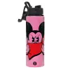 Metallic water bottle with safety lid, 850ml aluminum