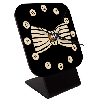 Bow tie, Quartz Table clock in natural wood (10cm)