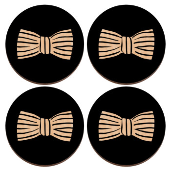 Bow tie, ΣΕΤ x4 Σουβέρ ξύλινα στρογγυλά plywood (9cm)
