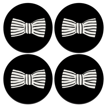 Bow tie, ΣΕΤ 4 Σουβέρ ξύλινα στρογγυλά (9cm)