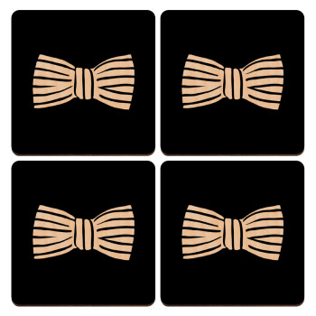 Bow tie, ΣΕΤ x4 Σουβέρ ξύλινα τετράγωνα plywood (9cm)