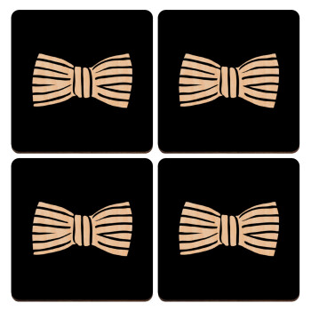Bow tie, ΣΕΤ x4 Σουβέρ ξύλινα τετράγωνα plywood (9cm)