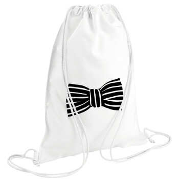 Bow tie, Τσάντα πλάτης πουγκί GYMBAG λευκή (28x40cm)