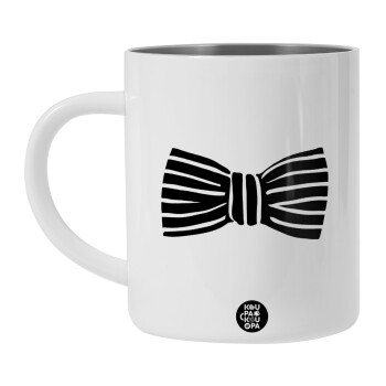 Bow tie, BIG Mug Stainless steel double wall (450ml, White)