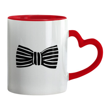 Bow tie, Mug heart red handle, ceramic, 330ml