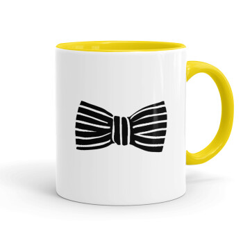 Bow tie, Mug colored yellow, ceramic, 330ml