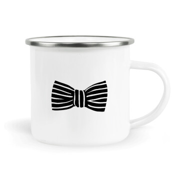 Bow tie, Metallic enamel cup white 360ml