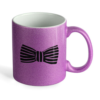 Bow tie, Κούπα Μωβ Glitter που γυαλίζει, κεραμική, 330ml