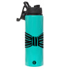 Metallic water bottle with safety lid, 850ml aluminum