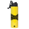 Metallic water bottle with safety lid, 850ml aluminum