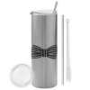 Tumbler stainless steel Silver 600ml, with metal straw & cleaning brush