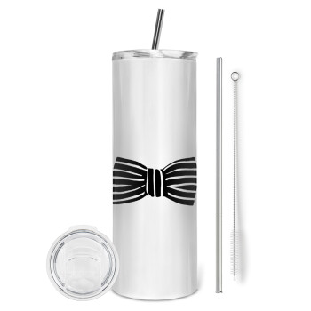 Bow tie, Eco friendly stainless steel tumbler 600ml, with metal straw & cleaning brush