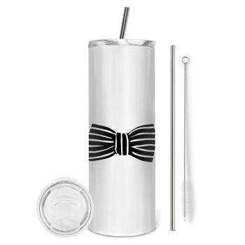 Bow tie, Tumbler stainless steel 600ml, with metal straw & cleaning brush