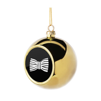 Bow tie, Golden Christmas tree ball ornament 8cm