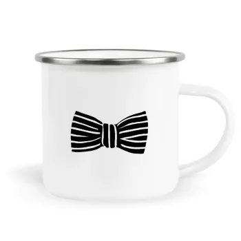 Bow tie, Metallic enamel cup white 360ml