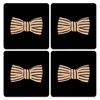 Bow tie, ΣΕΤ x4 Σουβέρ ξύλινα τετράγωνα plywood (9cm)