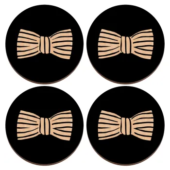 Bow tie, ΣΕΤ x4 Σουβέρ ξύλινα στρογγυλά plywood (9cm)