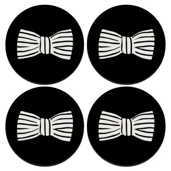 Bow tie, ΣΕΤ 4 Σουβέρ ξύλινα στρογγυλά (9cm)