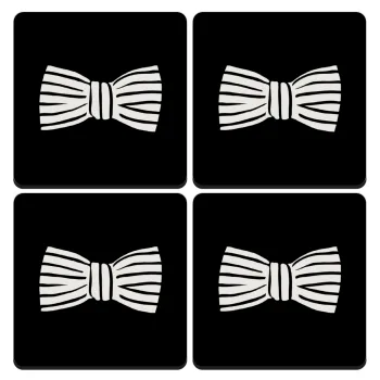 Bow tie, ΣΕΤ 4 Σουβέρ ξύλινα τετράγωνα (9cm)