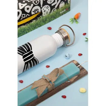 Bow tie, Πασχαλινή Λαμπάδα με παγούρι μεταλλικό (620ml, stainless steel) & κερί αρωματικό πλακέ (30cm) (ΤΙΡΚΟΥΑΖ)