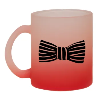 Bow tie, Κούπα γυάλινη δίχρωμη με βάση το κόκκινο ματ, 330ml