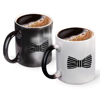 Bow tie, Color changing magic Mug, ceramic, 330ml when adding hot liquid inside, the black colour desappears (1 pcs)