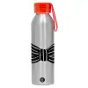 Αλουμινένιο Αθλητικό Μπουκάλι 650ml – Ασημί με Κόκκινο Καπάκι και Λουράκι Σιλικόνης