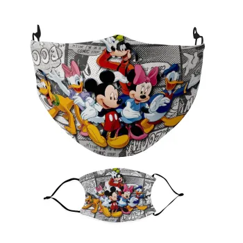 Mickey & Friends comic, Μάσκα υφασμάτινη Ενηλίκων πολλαπλών στρώσεων με υποδοχή φίλτρου