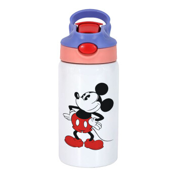 Mickey Classic, Children's hot water bottle, stainless steel, with safety straw, pink/purple (350ml)