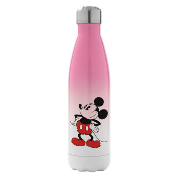 Mickey Classic, Μεταλλικό παγούρι θερμός Ροζ/Λευκό (Stainless steel), διπλού τοιχώματος, 500ml