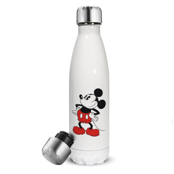 Mickey Classic, Μεταλλικό παγούρι θερμός Λευκό (Stainless steel), διπλού τοιχώματος, 500ml