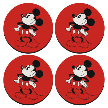 Mickey Classic, ΣΕΤ 4 Σουβέρ ξύλινα στρογγυλά (9cm)