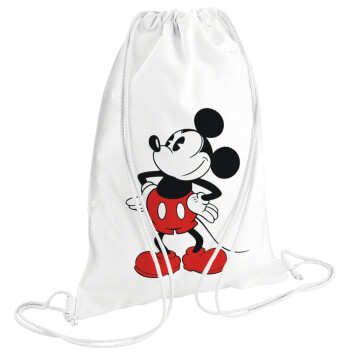 Mickey Classic, Τσάντα πλάτης πουγκί GYMBAG λευκή (28x40cm)