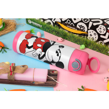 Mickey Classic, Πασχαλινή Λαμπάδα με Παιδικό παγούρι θερμό, ανοξείδωτο, με καλαμάκι ασφαλείας, ΡΟΖ (500ml)