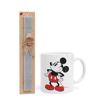 Mickey Classic, Easter Set, Ceramic Cup (330ml) & Easter aromatic flat candle (30cm) (GRAY)