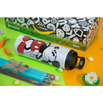 Mickey Classic, Easter candle,Travel Tumbler 2 Lids, with metal straw & cleaning brush & aromatic flat candle (30cm) (BLUE)