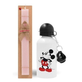 Mickey Classic, Easter Set, metallic aluminum bottle (500ml) & aromatic flat Easter candle (30cm) (PINK)