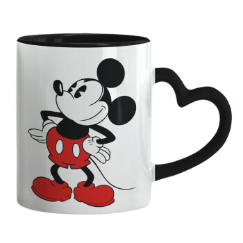 Mickey Classic, Mug heart black handle, ceramic, 330ml