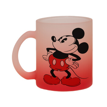 Mickey Classic, Κούπα γυάλινη δίχρωμη με βάση το κόκκινο ματ, 330ml