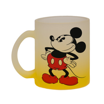 Mickey Classic, Κούπα γυάλινη δίχρωμη με βάση το κίτρινο ματ, 330ml