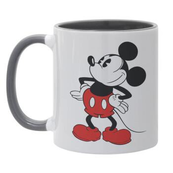 Mickey Classic, Κούπα χρωματιστή γκρι, κεραμική, 330ml