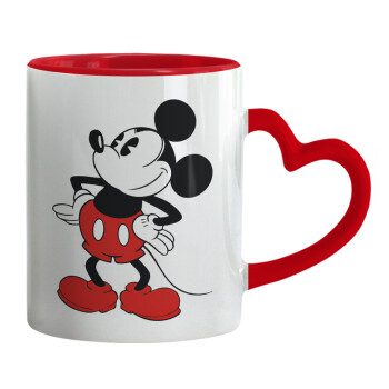 Mickey Classic, Κούπα καρδιά χερούλι κόκκινη, κεραμική, 330ml
