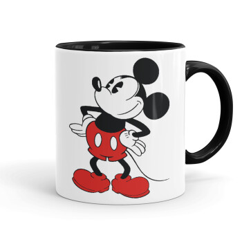 Mickey Classic, Κούπα χρωματιστή μαύρη, κεραμική, 330ml