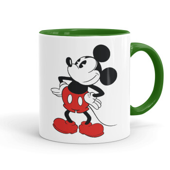 Mickey Classic, Κούπα χρωματιστή πράσινη, κεραμική, 330ml