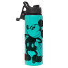 Metallic water bottle with safety lid, 850ml aluminum