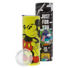 Neon Yellow Travel Tumbler θερμό, μεταλλικό καλαμάκι(Ανωξείδωτο 304 Food grade, BPA free, 600ml)