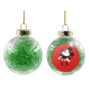 Transparent Christmas tree ball ornament with green filling 8cm