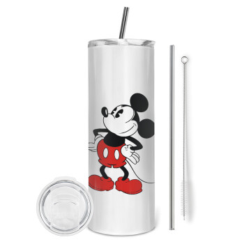 Mickey Classic, Eco friendly ποτήρι θερμό (tumbler) από ανοξείδωτο ατσάλι 600ml, με μεταλλικό καλαμάκι & βούρτσα καθαρισμού